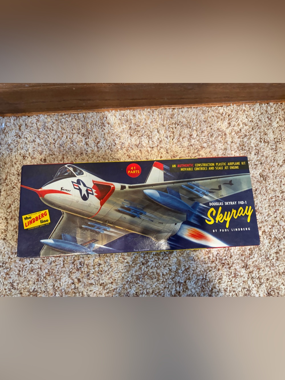 Lindberg Skyray Kids Plastic Airplane Model Kit - Blue & White